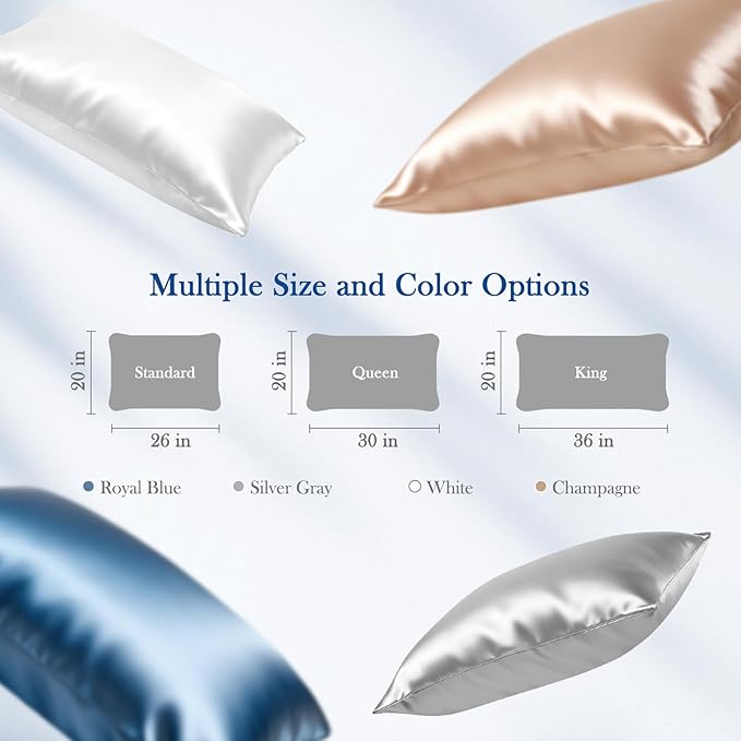 Avolare Cooling Pillow Cases, Softer Than Silk Pillow Cases, Silky Pillowcases Queen Set of 2 with Zipper, Gentle on Hair and Skin, Arc-Chill Cooling Pillowcases for Hot Sleepers, 20"x30", Blue
