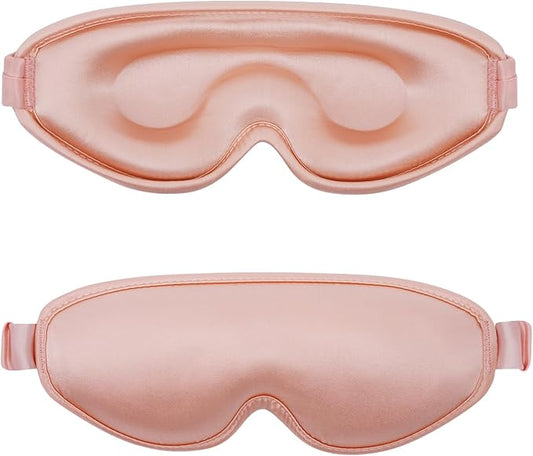 ALASKA BEAR Upgraded Silk Eye Mask with Deep Contour Molded Cups for Beauty Sleep & Lashes Extensions, Zero Pressure Sleeping Eye Cover with Silk-Cover Adjustable Strap