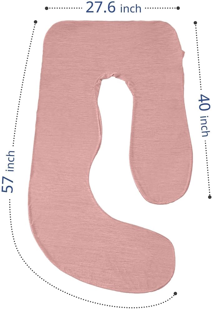 Sasttie Cooling Pregnancy Pillow Cover, 57-inch U Shaped Pregnancy Pillow Case, Fits 55 to 57 Inch Maternity Pillow, Blush (No Pillow Insert)