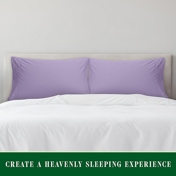 Elegant Comfort Luxury Ultra-Soft 2-Piece Pillowcase Set - 1500 Premium Hotel Quality Microfiber Double Brushed - Wrinkle Resistant, King Size, Lilac
