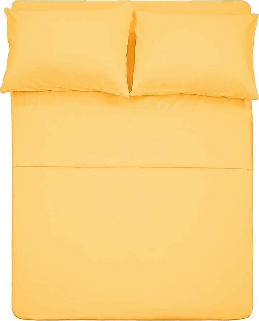 Best Season 4 Piece Bed Sheet Set (Queen,Yellow) 1 Flat Sheet,1 Fitted Sheet and 2 Pillow Cases,100% Brushed Microfiber 1800 Luxury Bedding,Deep Pockets,Extra Soft & Fade Resistant