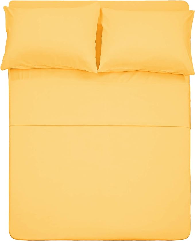 Best Season 1800 Thread Count Microfiber Fade Resistant Bed Sheet Set, 4 Piece, Full, Yellow