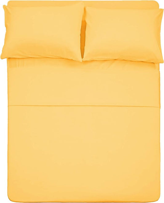 Best Season 1800 Thread Count Microfiber Fade Resistant Bed Sheet Set, 4 Piece, Full, Yellow