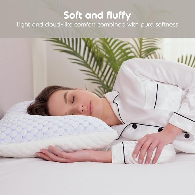 Nestl Cooling Pillow, Shredded Memory Foam Pillows King Size Set of 2, Gel Infused Cool Pillow, Adjustable King Size Pillow for Sleeping, Breathable King Pillow, Washable Removable Bed Pillow Cover