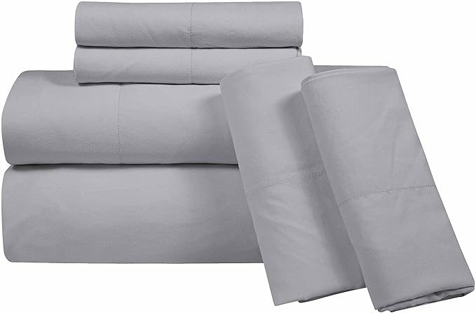 Royale Linens 6 Piece Queen Sheets Set - Soft Brushed 1800 Microfiber Bedding - 1 Fitted and 1 Flat Sheet, 4 Pillow cases - Wrinkle Free & Fade Resistant - Hotel Luxury Bed Sheets (Harbor Mist, Queen)