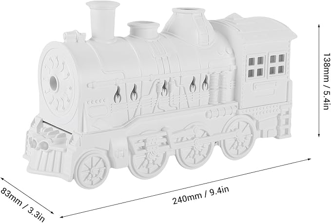 Fabater 300ML Train Shaped Humidifier with Night Light for Bedroom Desk, Train Essential Oil Diffuser Cool Mist Humidifier Dual Spray Modes (White)