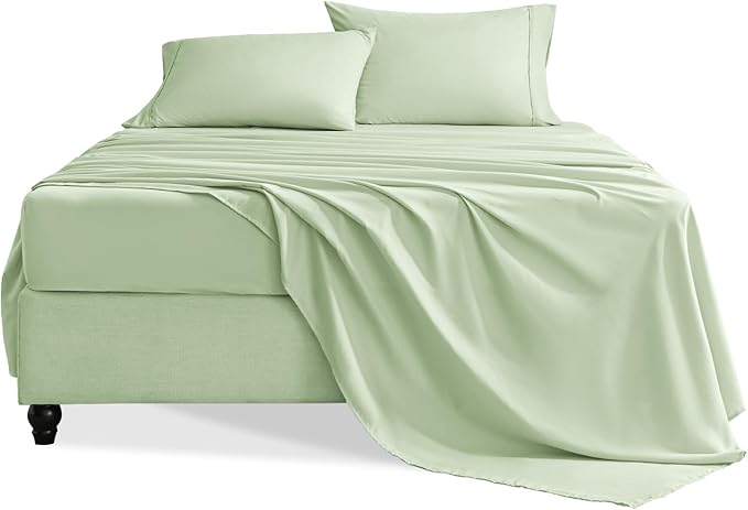 Twin Sheets Set, 3 Pieces Hotel Luxury Soft Microfiber Bed Sheets Set, Up to 16" Deep Pockets, Oeko-Tex Sheets with Elastic, Breathable, Wrinkle Free (Sage, Twin)
