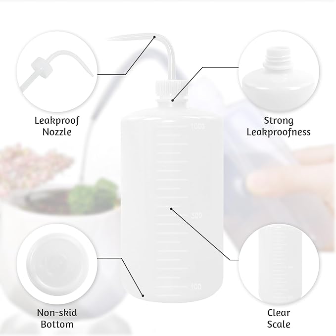 4 Packs Tattoo Wash Bottle Water Squirt Squeeze Diffuser Bottles (White, 1000ml)