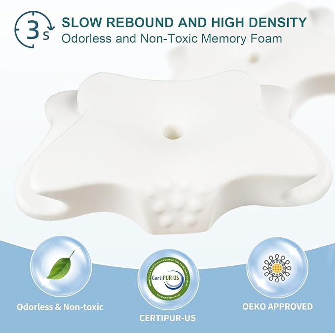 CHxxy Cervical Pillow for Neck Pain Relief, Memory Foam Pillows, Ergonomic Contour Bed Pillow, Soft for Side Sleep Stomach Sleeping and Back Sleepers-Queen Size Grey&Grey