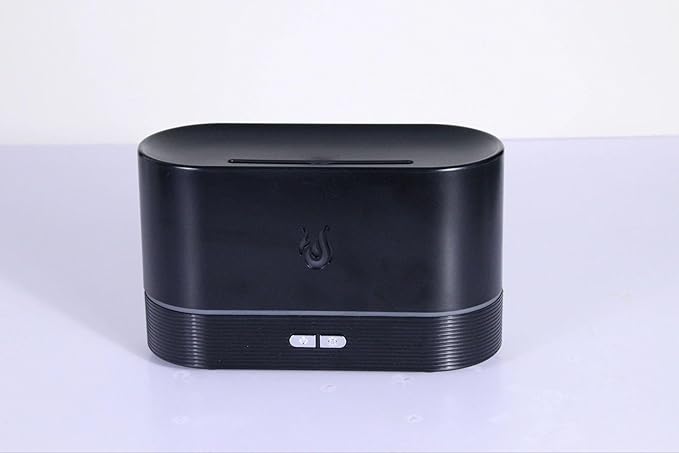 Flame Effect Essential Oil Diffuser, Black, LED Mood Light, 2-Button Control