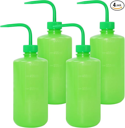 4 Packs Tattoo Wash Bottle Water Squirt Squeeze Diffuser Bottles (Green, 500ml)