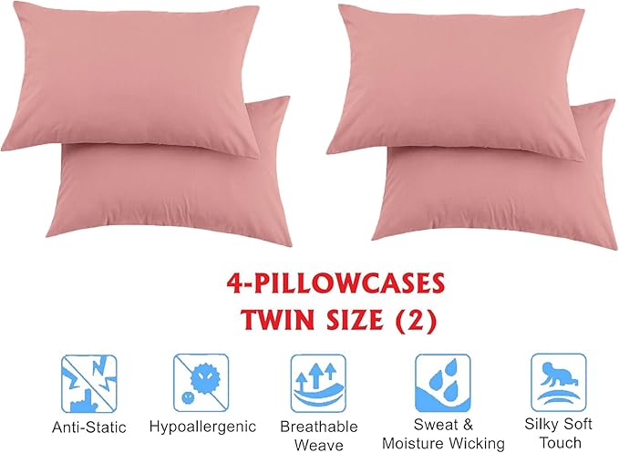 Elegant Comfort Luxury Soft Bed Sheets 1500 Premium Hotel Quality Microfiber Softness Wrinkle and Fade Resistant (6-Piece) Bedding Set, Queen, Dusty Rose