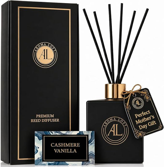 Black Reed Diffusers for Home | Premium Fragrance Diffuser | Reed Diffuser Sticks in Oil Set with Cashmere Vanilla Scent | Smell Good Stuff | Long-Lasting Oil for Bathroom & Office (5 oz)
