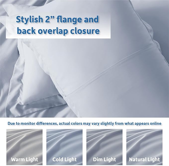 Nestl California King Duvet Cover Set with Comforter Insert - Ice Blue 4 Piece 104x98 Duvet Cover & 2 Pillow Shams with White Quilted Down Alternative Comforter, Ultra Soft, All Season