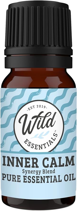Wild Essentials Silver Aum Essential Oil Diffuser Necklace Gift Set with Inner Calm & Relax Oils – Nickel Free Alloy Pendant with 5 Black Pads – USA Made Oils & Perfume Necklace – Family Company