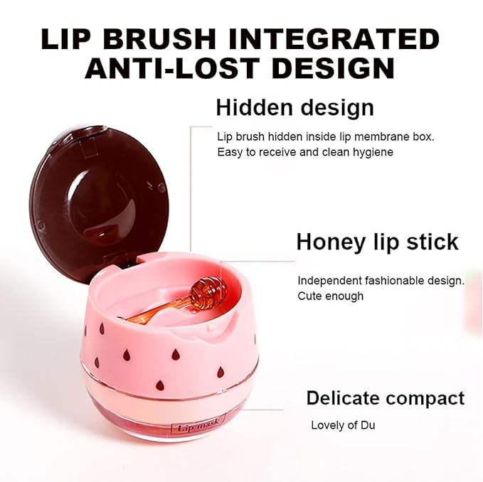 6Pcs Honey&Strawberry Lip Balm, Apple Watermelon Lip Mask, Moisturizing Lip Sleeping Mask, Hydrate Repair Prevent Dry Cracked Lip Care (Honey+Strawberry+Apple Lime+Watermelon+Coconut+Cherry)