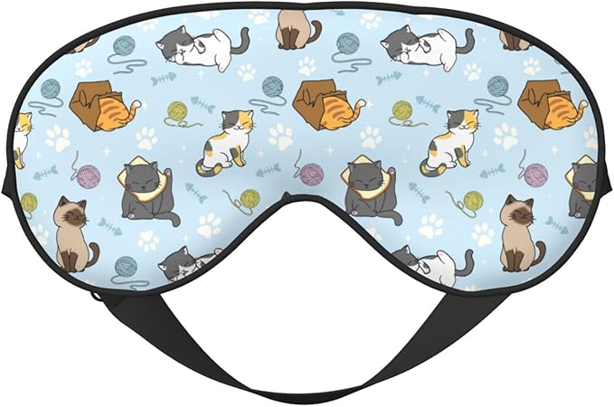 Cute Cats Sleep Mask Breathable Soft Eye Mask for Sleep for Women Men Lightweight Eye Cover for Travel, Night Work, Nap, Office