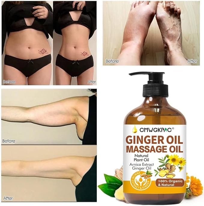 Ginger Oil,Ginger Massage Oil for Lymphatic Drainage,Natural Body Oil for Skin,Arnica Oil,Sore Muslce Massage Oil,Spa Ginger Oil-Warming and Relaxing for Mothers Day Gifts for Wife,Fathers Day Gift