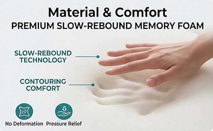 Memory Foam Neck Pillow, Contoured Support Pillows for Side Back Stomach Sleepers, Neck Support Pillows for Sleeping, Neck Elevation Design (Black)