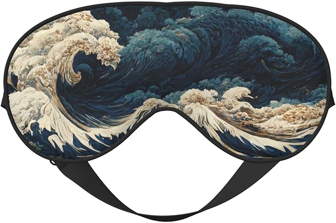 Japanese Great Ocean Waves Sleep Mask Eye Mask with Adjustable Strap Eye Sleep Shade Cover Blocks Light for Women Men Airplane Travel Nap