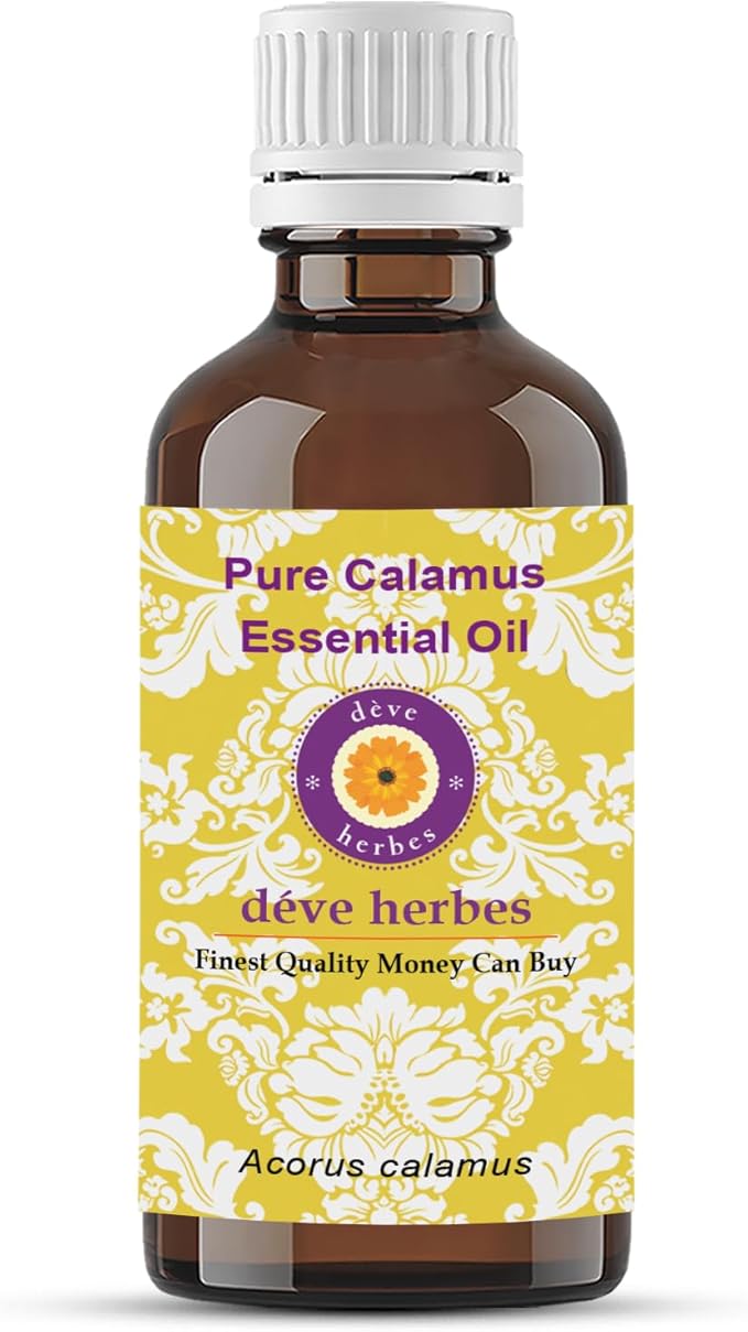 dève herbes Calamus Essential Oil (Acorus Calamus) Pure | Non-Sticky | Non-Greasy | Lightweight | Men & Women | All Skin Types | Steam Distilled 15ml (0.5 oz)