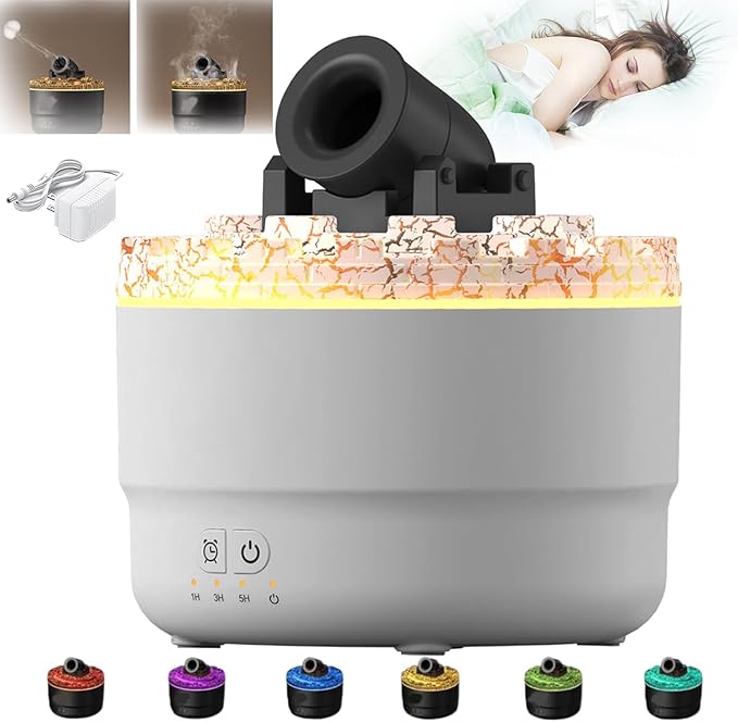 Cannon Blast Aroma Humidifier, Silent Turret Diffuser With 7 Colors for Home, Bedroom - Yellowcane