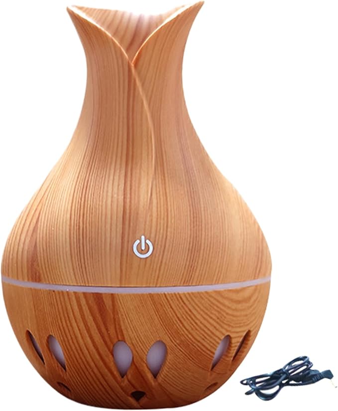 Essential Oil Diffuser, 130ml Aromatherapy Diffuser with 7 Colour Lights and Waterless Auto-Off, Mute Mist, Non Slip Electric for Bedroom, Office, Spa Style 1