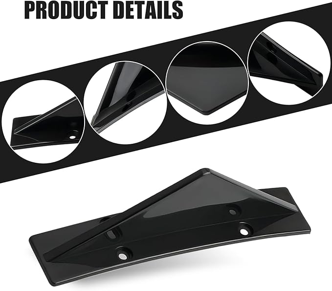 4 PCS Car Lower Bumper Lip Diffuser, 4.9" x 2.5" Spoiler Fin Protector, Vehicle Rear Splitter Lip Wing, Universal for Most Cars (Bright Black)