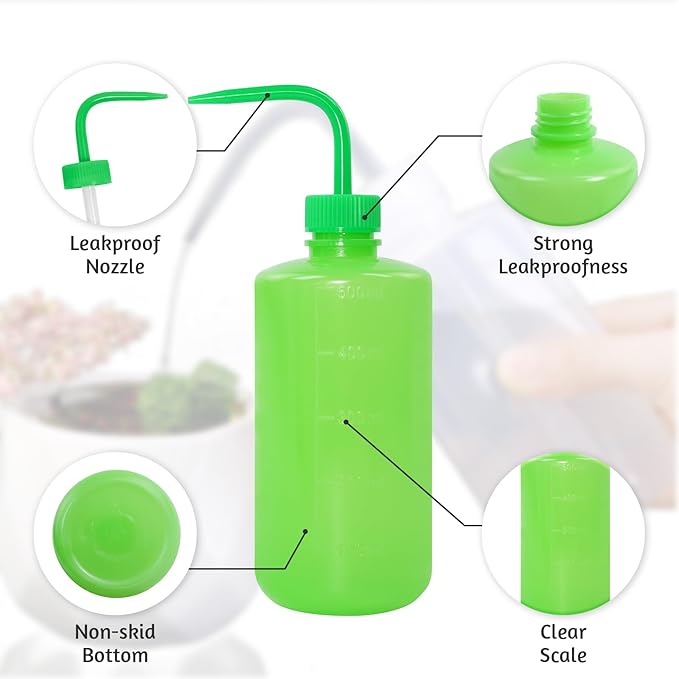 4 Packs Tattoo Wash Bottle Water Squirt Squeeze Diffuser Bottles (Green, 500ml)