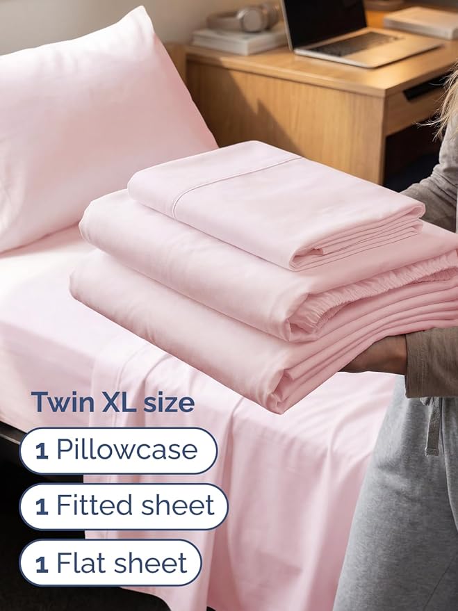 Extra Deep Twin XL Sheet Set - 3 Piece Breathable & Cooling Bed Sheets - Easily Fits 18 to 24 inch Mattress - Soft, Wrinkle & Fade Free with Extra Deep Pockets - Hotel Luxury Bedding - Lavender Pink