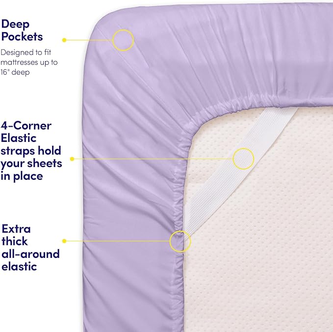 1500 Supreme Collection Full Sheet Sets Lavender - Luxury Hotel Bed Sheets and Pillowcase Set for Full Mattress - Extra Soft, Elastic Corner Straps, Deep Pocket Sheets, Full Lavender