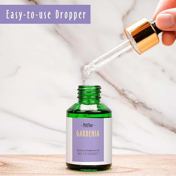 Gardenia Fragrance Oil, MitFlor 30ml Floral Essential Oils for Diffuser, Soap & Candle Making, Premium Aromatherapy Diffuser Oil, Floral Scents for Home Fragrance
