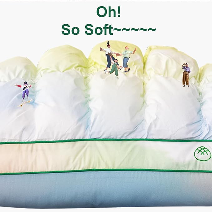 YOUR MOON Fluffy Support Bed Pillow Queen Size, Super Soft Premium Down-Alternative Filling for Sleeping, Luxury Hotel Quality Bed Pillows for Side Sleeper (Rainbow)