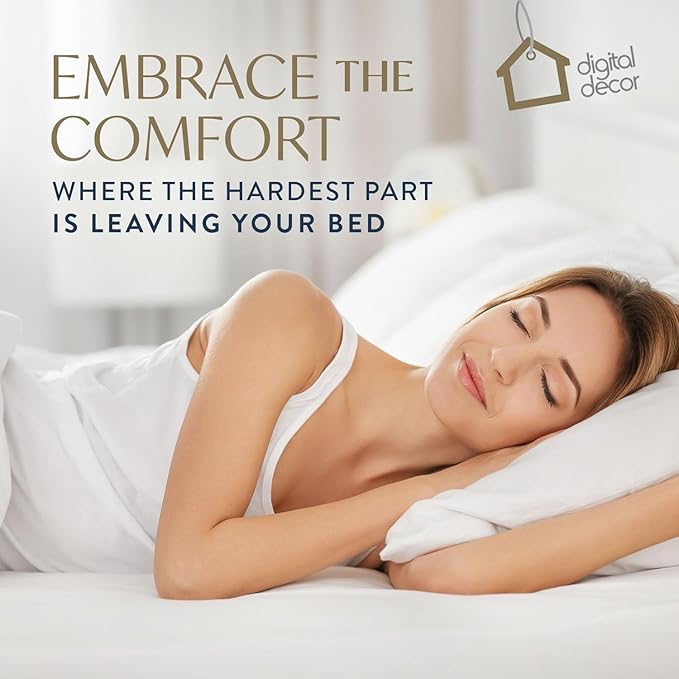 Digital Decor 100% Cotton Luxury Hotel Pillows King Size Set of 2, Cooling Hypoallergenic Down Alternative Bed Pillows for Sleeping, Medium Support for Side & Back Sleepers, Made in USA, 36" x 20"