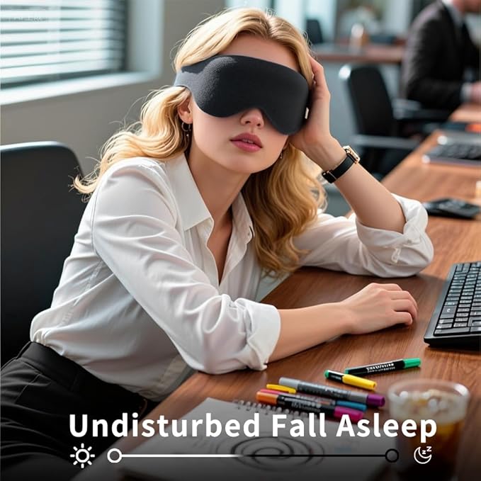 100% Light Blocking 3D Sleep Mask for Side Sleeper, Ultralight Soft Light Breathable Eye Mask for Women Men, Protable Eye Cover for Travel Flight Nap