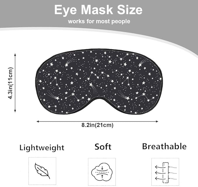 Galaxy Sleep Mask Eye Mask Star Space Connection Sparkling Black Sleep Mask Light Blocking Adjustable Smooth Soft Eye Masks for Women Deep Rest Travel
