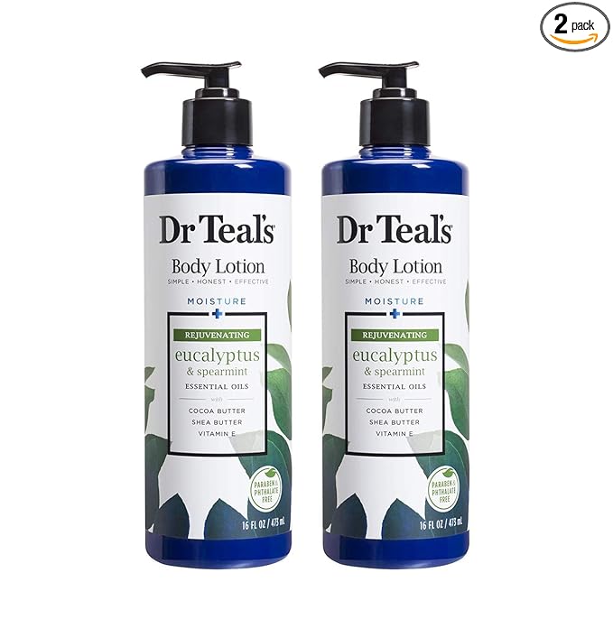 Dr Teal's Body Lotion Moisture Rejuvenating Eucalyptus & Spearmint, 16 fl oz Pack of 2