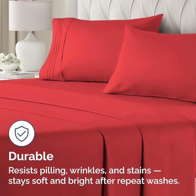 King Standard Pillow Cases Set of 2 - Ultra-Soft Hotel Quality Pillowcase Covers - Comfy, Cozy & Fade Free - Wrinkle Resistant - Machine Washable Pillow Protectors - 2 Piece Set - Red