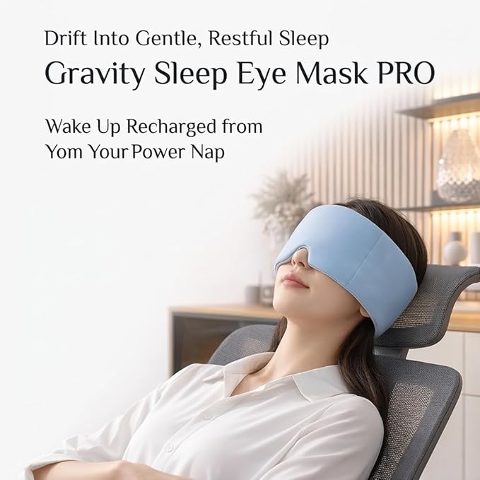 Weighted Sleep Mask & Earplugs Set, 250g Distributed Pressure Eye Cover, 3D Total Blackout Blindfold with Cooling Silk & Plush Fleece, 3 Pairs Sound-Dampening Earplugs for Daily Home Use & Travel