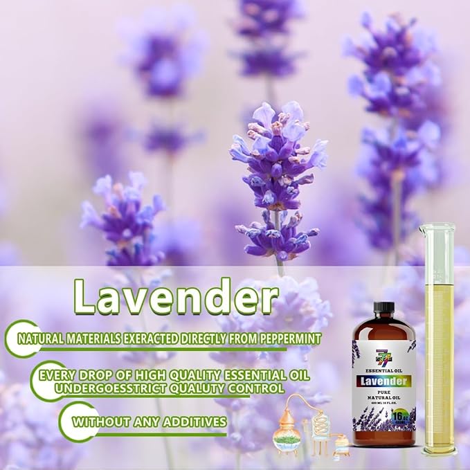 Lavender Essential Oil - Lavender Oils for Diffusers, Humidifiers, DIY Candles, Soap, Cleaning, Home, Office, Yoga, Massage, Gifts - 16 fl oz (480 ml) - GV77ZF
