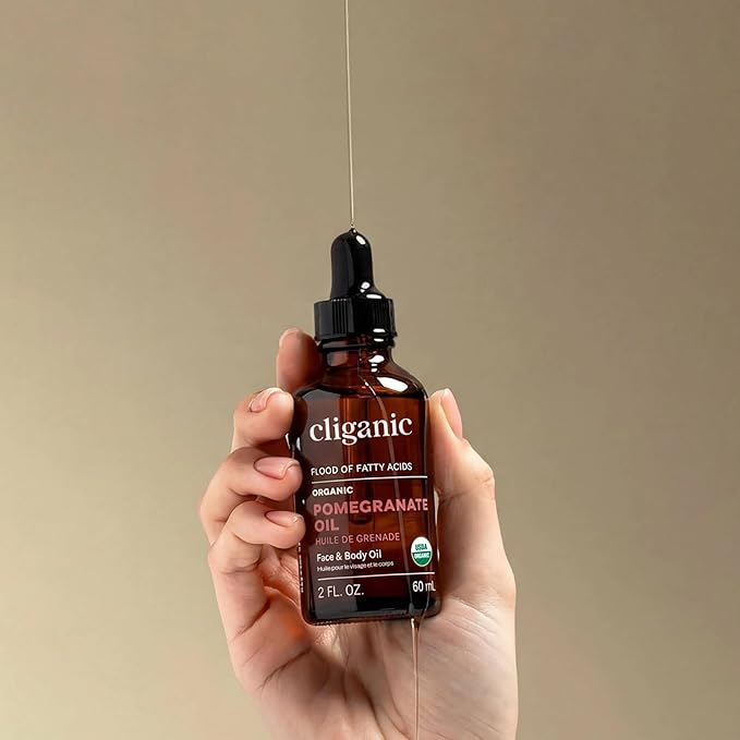 Cliganic Organic Pomegranate Seed Oil, 100% Pure (2oz) - For Face, Skin | Natural Cold Pressed Unrefined