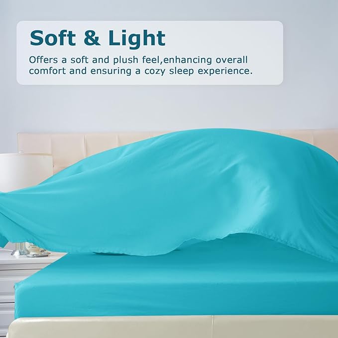 California King Size Bed Sheet Set - 4 Piece Soft Microfiber Sheets with Deep Pockets, Cooling Technology, and Wrinkle-Free Pillowcase. Hotel-Quality, Durable Bedding, Capri Blue