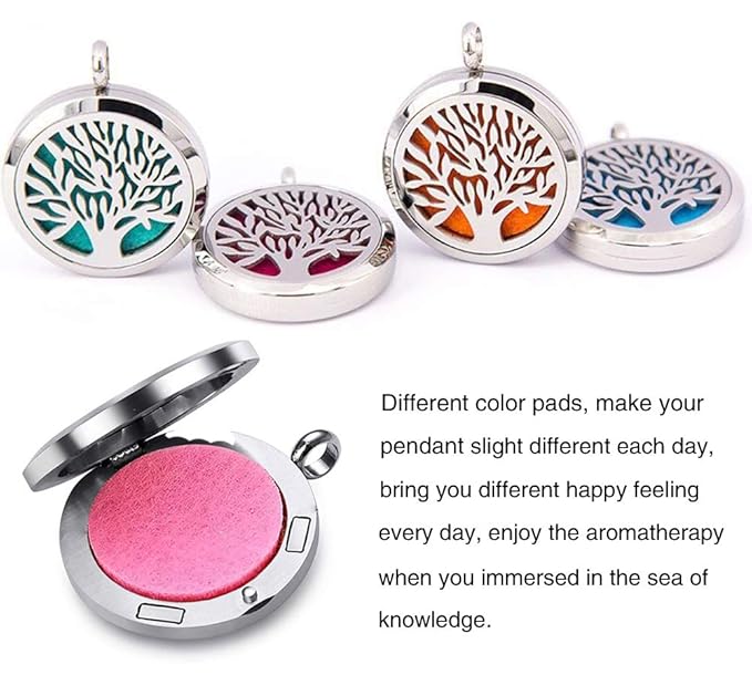 Aromatherapy Essential Oil Diffuser Necklace Stainless Steel lnspirational Locket Pendant(Flower)