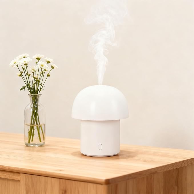 Asixxsix Essential Oil Diffuser Lamp, 6.8x5.6Inch 160ml Ultrasonic Aromatherapy Diffuser with Night Light, Quiet Running, USB Powered, for Home, Office (Round Top)