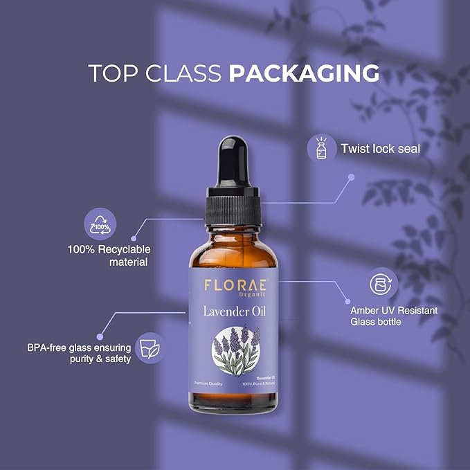 Lavender Essential Oil 4 Fl Oz 100% Pure and Natural Essential Oil with Dropper for Diffuser Aromatherapy Massage Candle and Soap Making Fragrance (118 Ml)