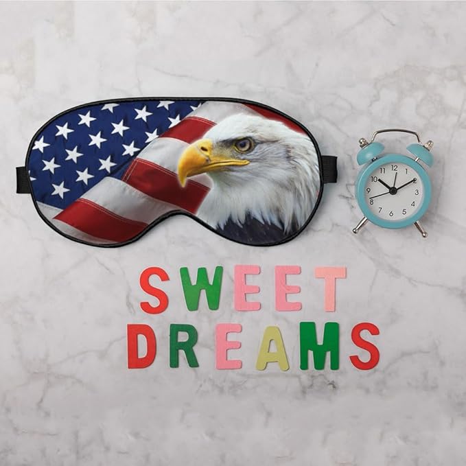 Bald Eagle Eye Mask Sleeping Mask American Flags Striped Stars Sleep Masks Silky Soft Eye Cover for Women Men Shading Blindfold for Air Travel Sleeping