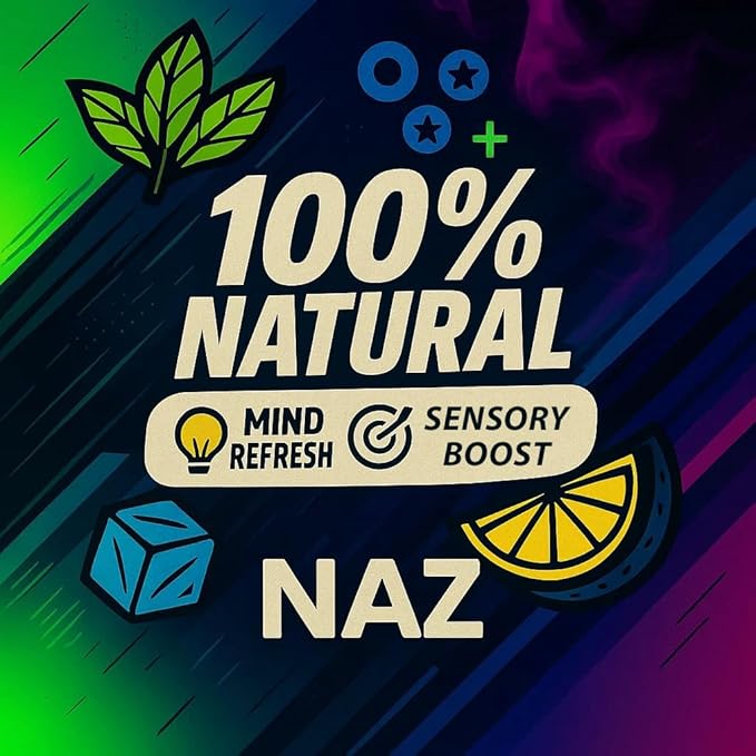 Naz Menthol Herbal Nasal Stick - Spearmint, Camphor, Eucalyptus Extracts w/Vapor Electric Nasal Inhaler for Aromatherapy, ICY Refreshing & Instant Focus Herbal Diffuser Pen - 3Pak