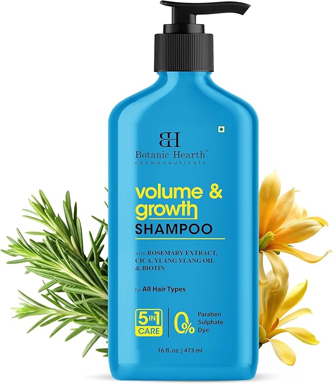 Botanic Hearth Rosemary Shampoo Infused With Cica, Ylang Ylang Oil & Biotin Oil – Clarifying Shampoo For Hair Volume, Growth & Strength | Paraben & Sulfate Free | For All Hair Types, 16 Fl Oz