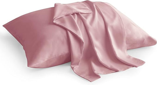 BEDELITE Pillow Cases Queen Size Set of 2, Rayon Derived from Bamboo, Cooling Pillow Cases for Hot Sleepers & Night Sweats, Breathable and Silky Soft Envelope Pillowcases(Rose Pink, 20"x30")