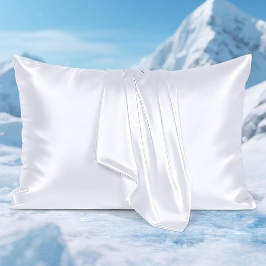 Avolare Cooling Pillow Cases, Softer Than Silk Pillow Cases, 2 Pack Cooling Pillowcases for Hot Sleepers, Gentle on Hair and Skin, Arc-Chill 3.0 Zipper Pillow Cover, Gifts for Women, White, 20"x26"